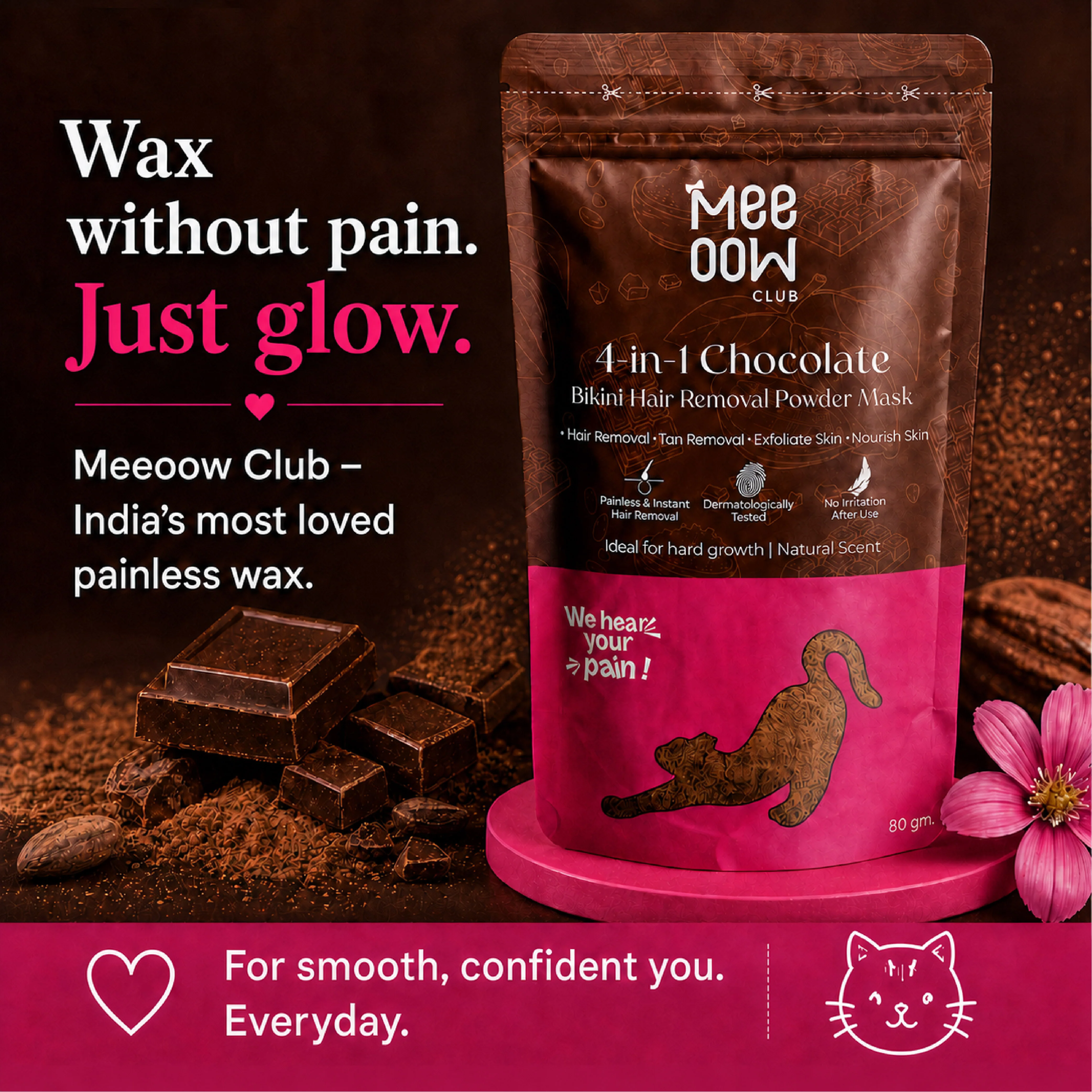 4-in-1 Chocolate Bikini Hair Removal Wax Powder Mask - Image 10