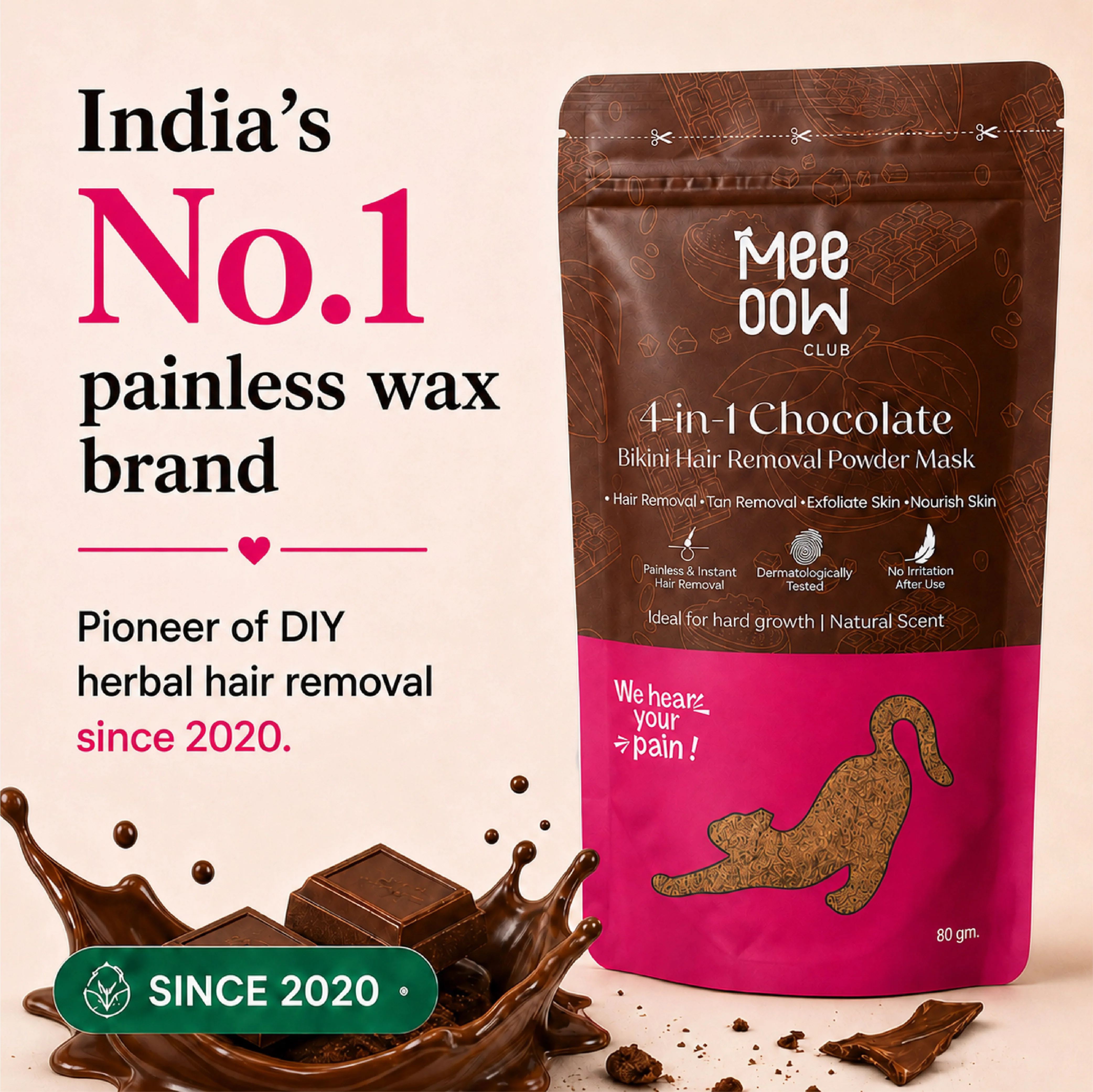 4-in-1 Chocolate Bikini Hair Removal Wax Powder Mask - Image 3