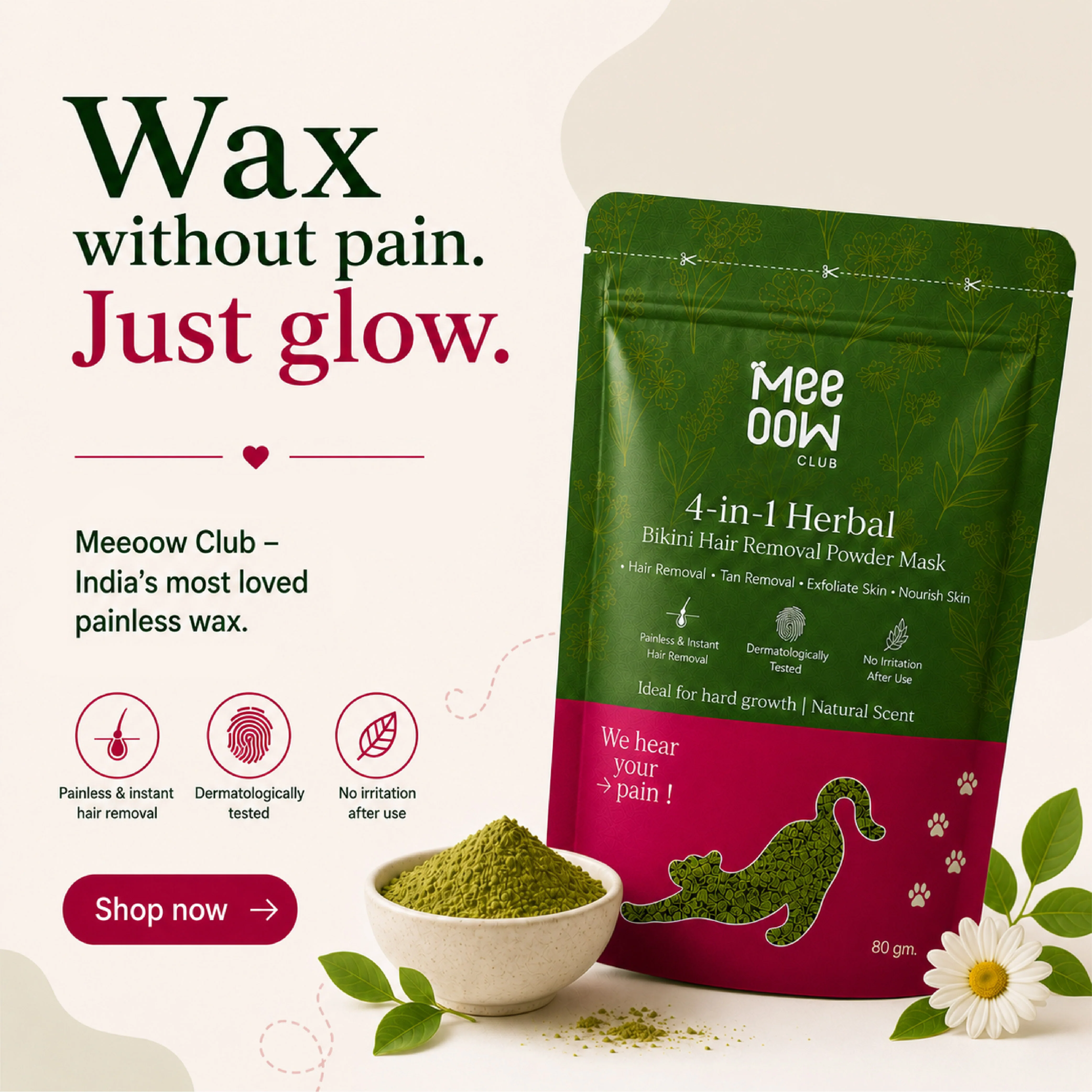 4-in-1 Herbal Bikini Hair Removal Wax Powder Mask - Image 10