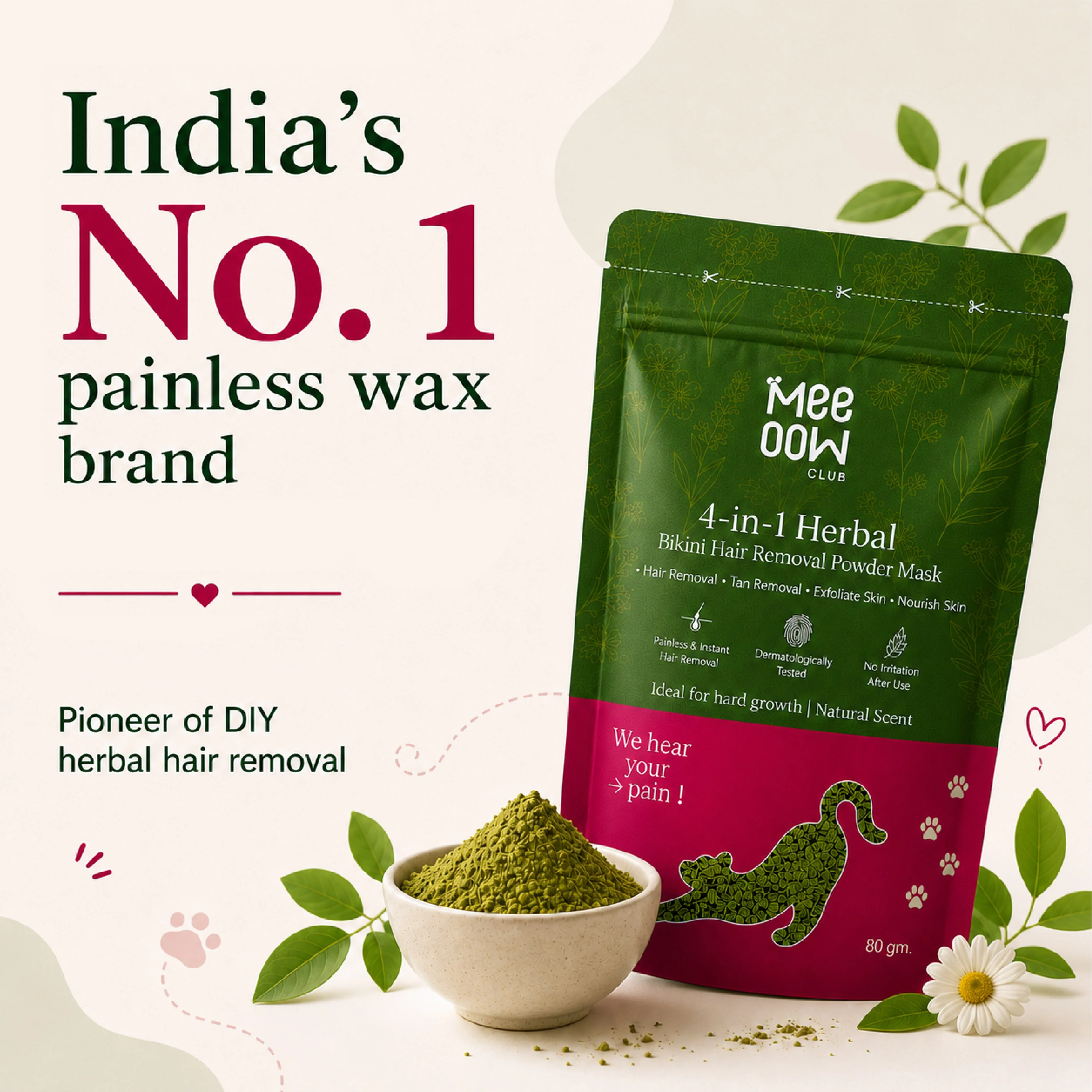 4-in-1 Herbal Bikini Hair Removal Wax Powder Mask - Image 3