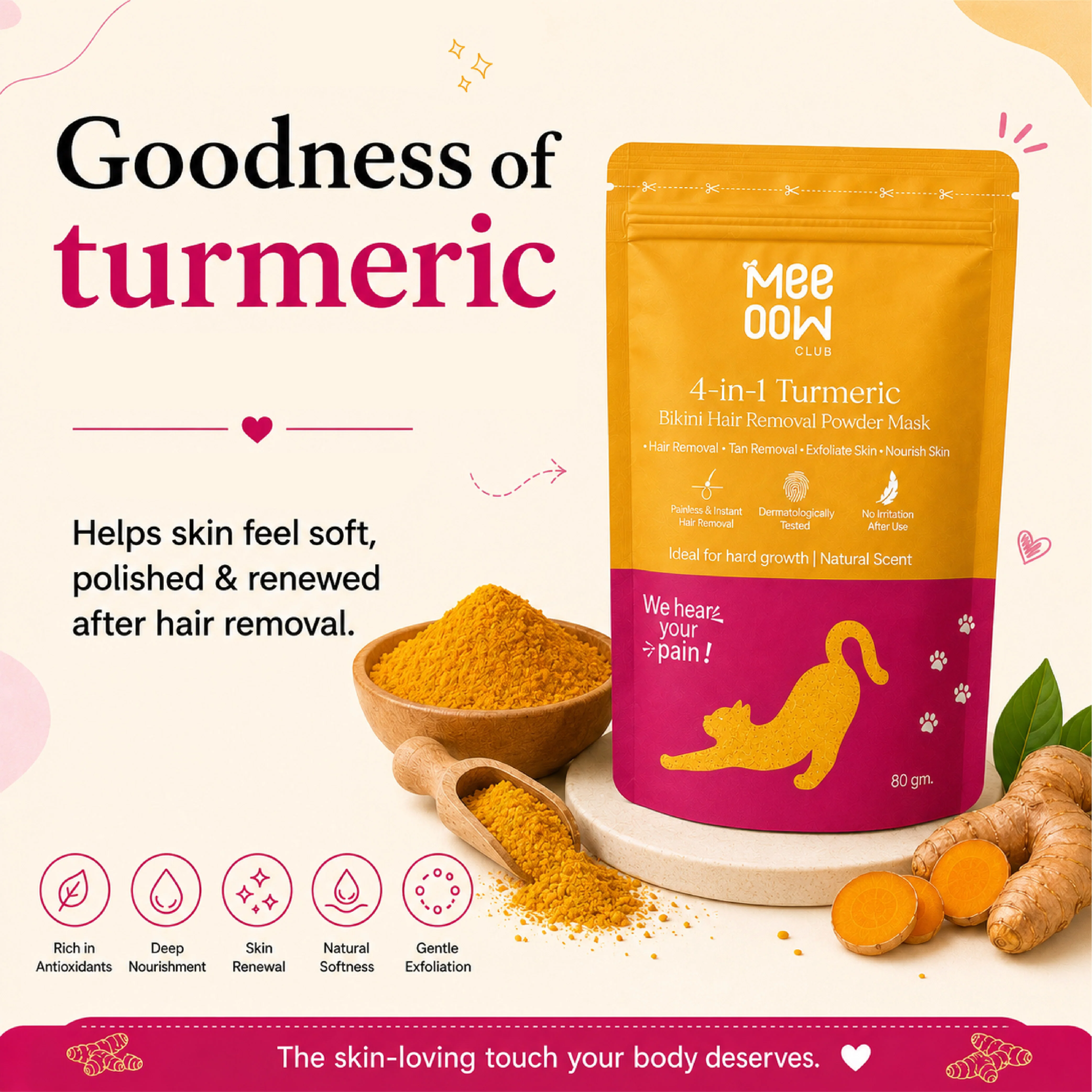4-in-1 Turmeric Bikini Hair Removal Wax Powder Mask - Image 10