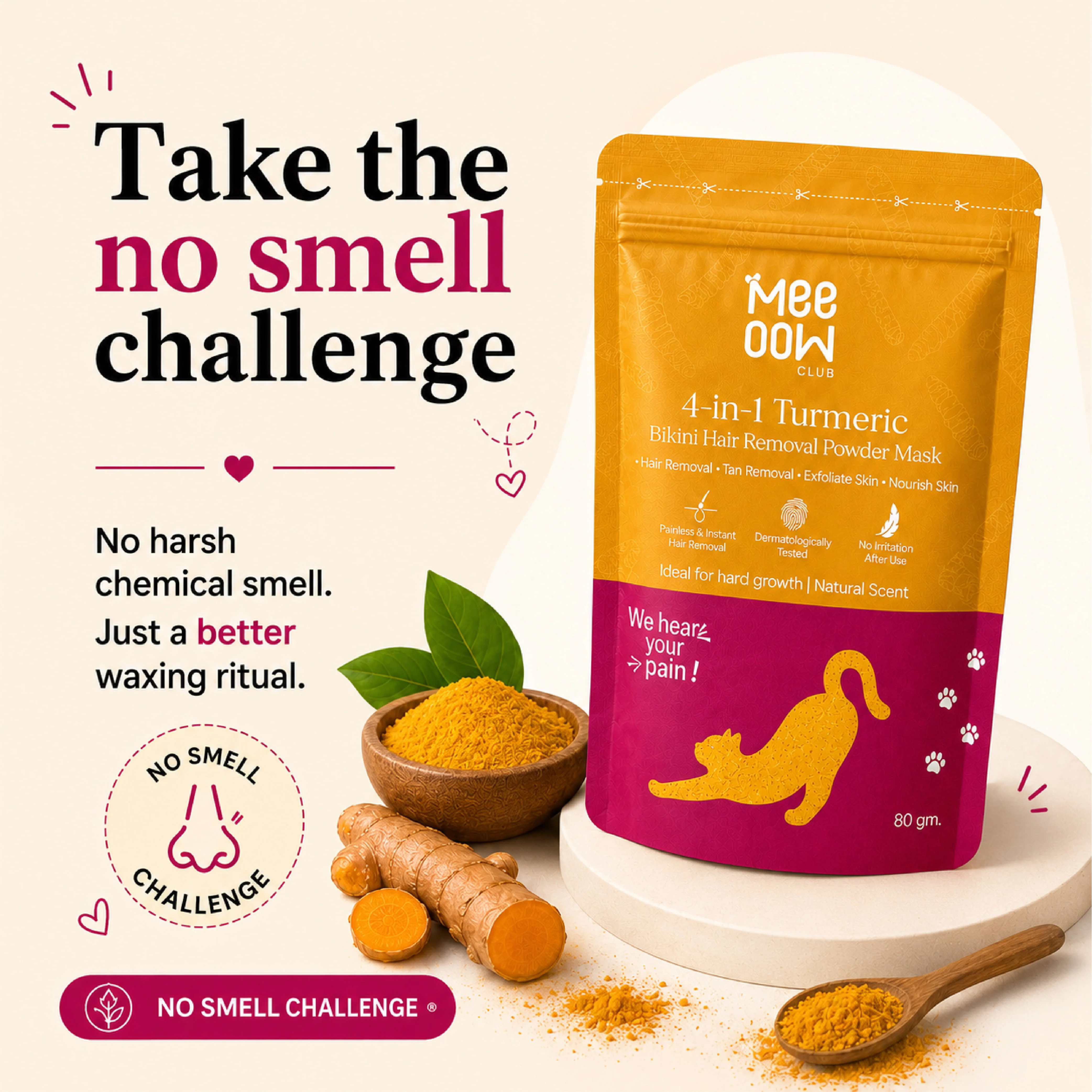4-in-1 Turmeric Bikini Hair Removal Wax Powder Mask - Image 7