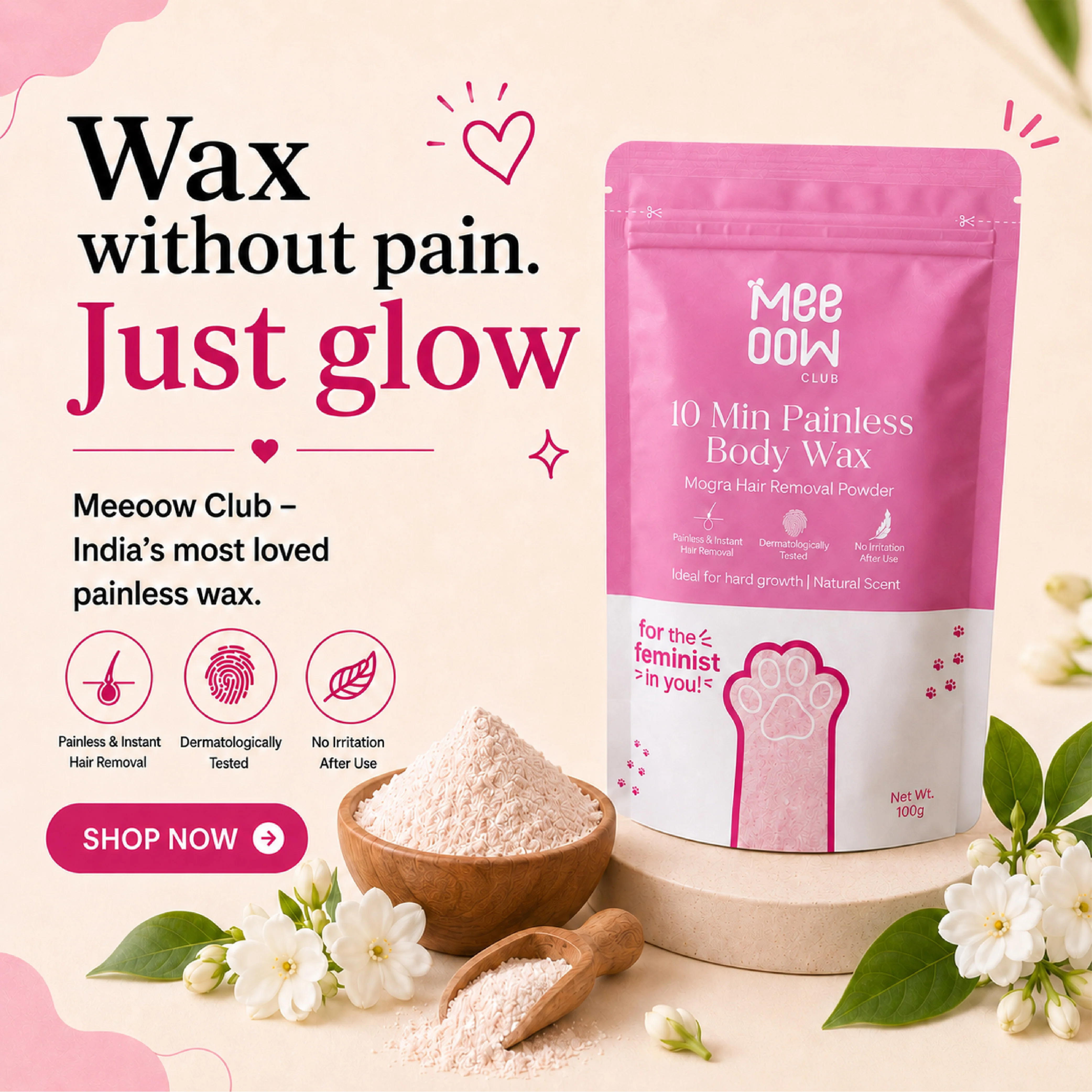 4-in-1 Mogra Body Hair Removal Wax Powder Mask - Image 10