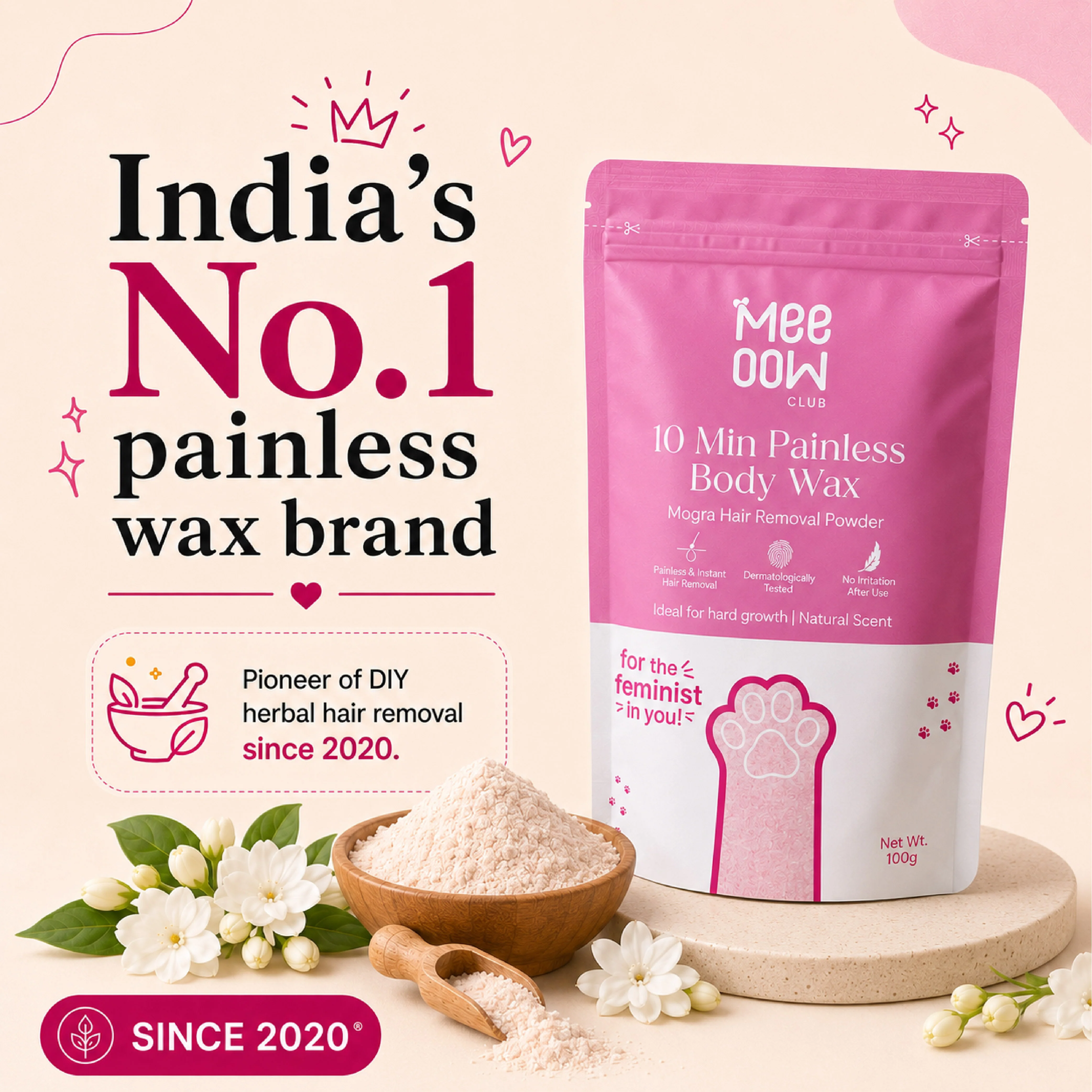 4-in-1 Mogra Body Hair Removal Wax Powder Mask - Image 3
