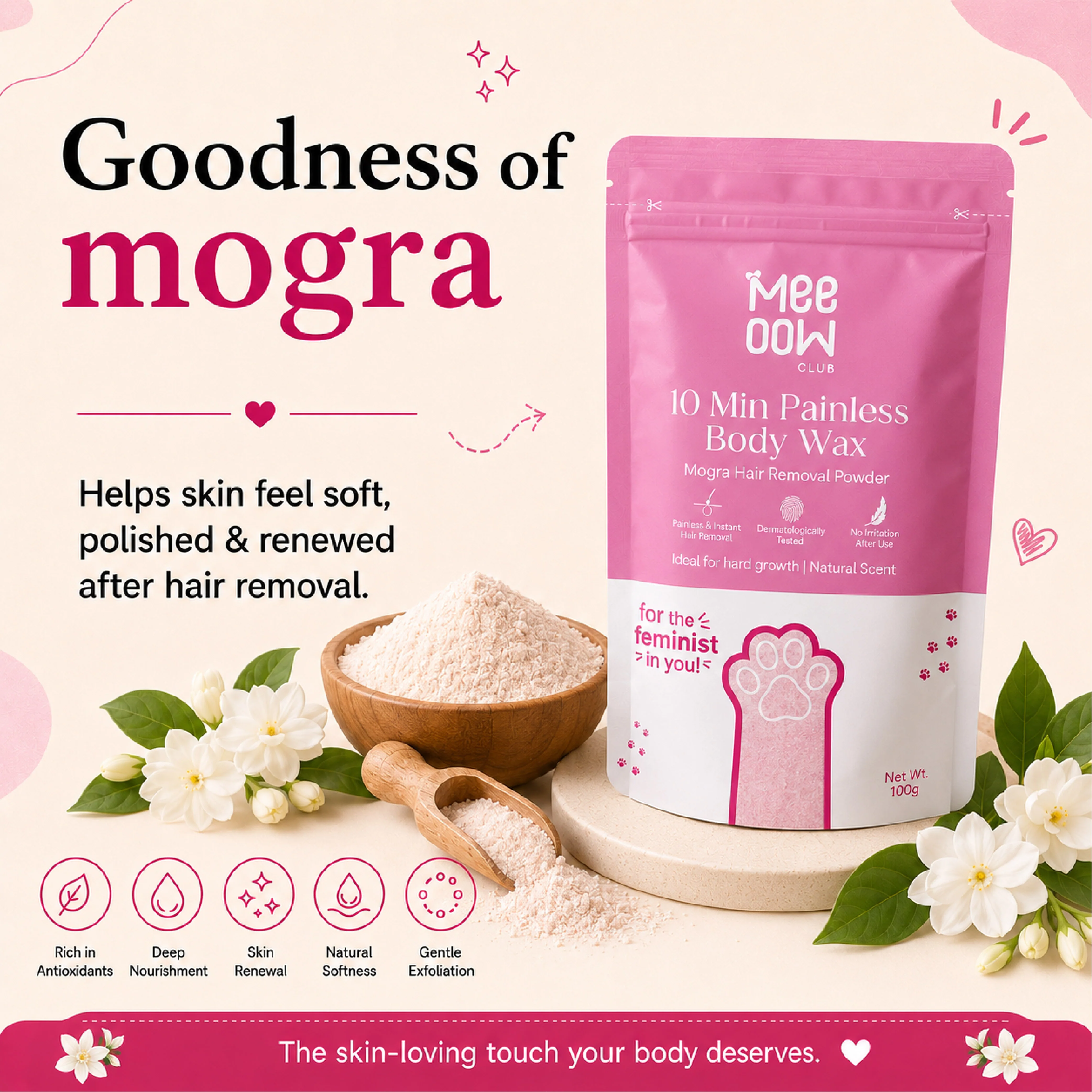4-in-1 Mogra Body Hair Removal Wax Powder Mask - Image 9