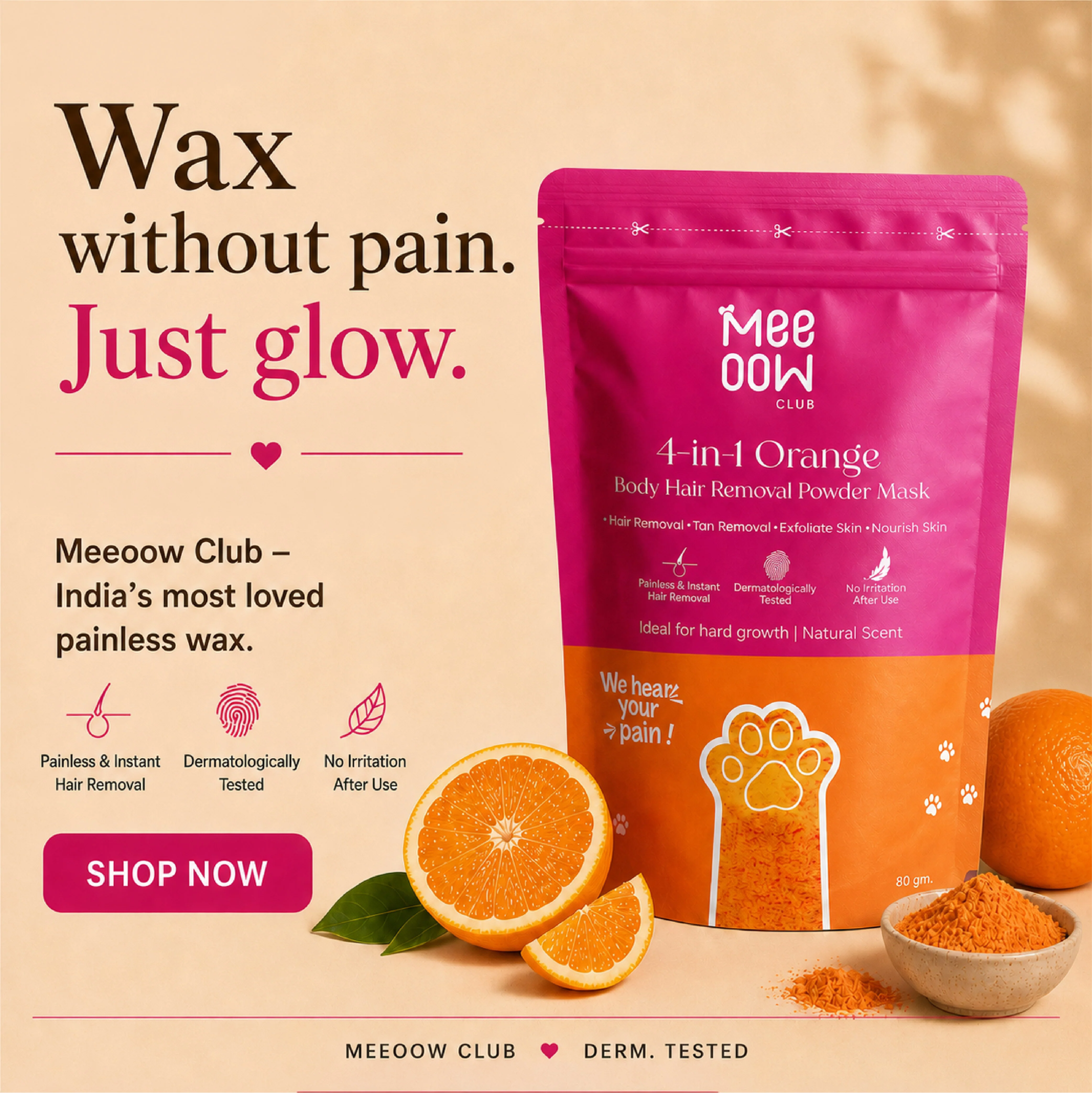 4-in-1 Orange Body Hair Removal Wax Powder Mask - Image 10