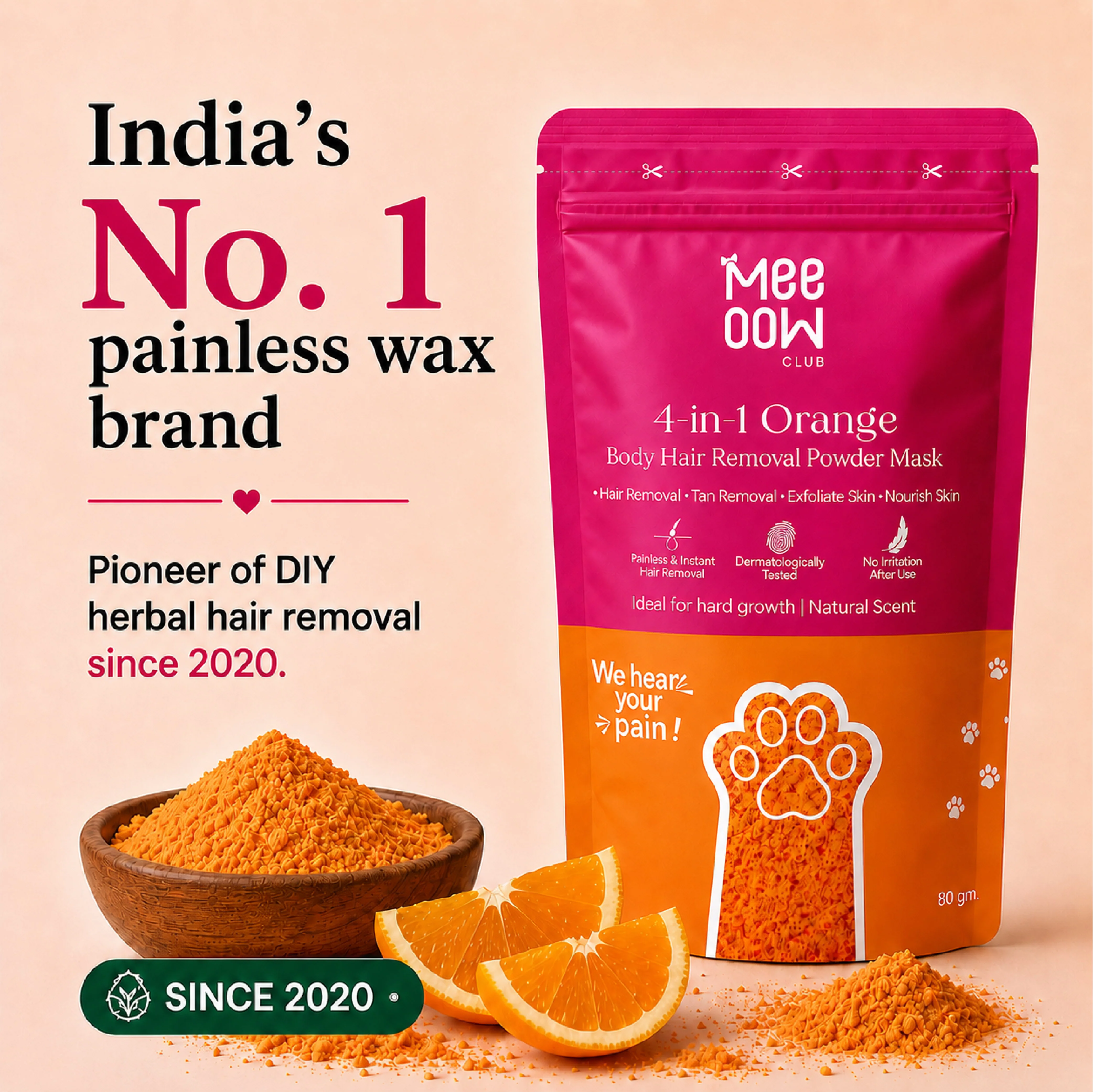 4-in-1 Orange Body Hair Removal Wax Powder Mask - Image 3