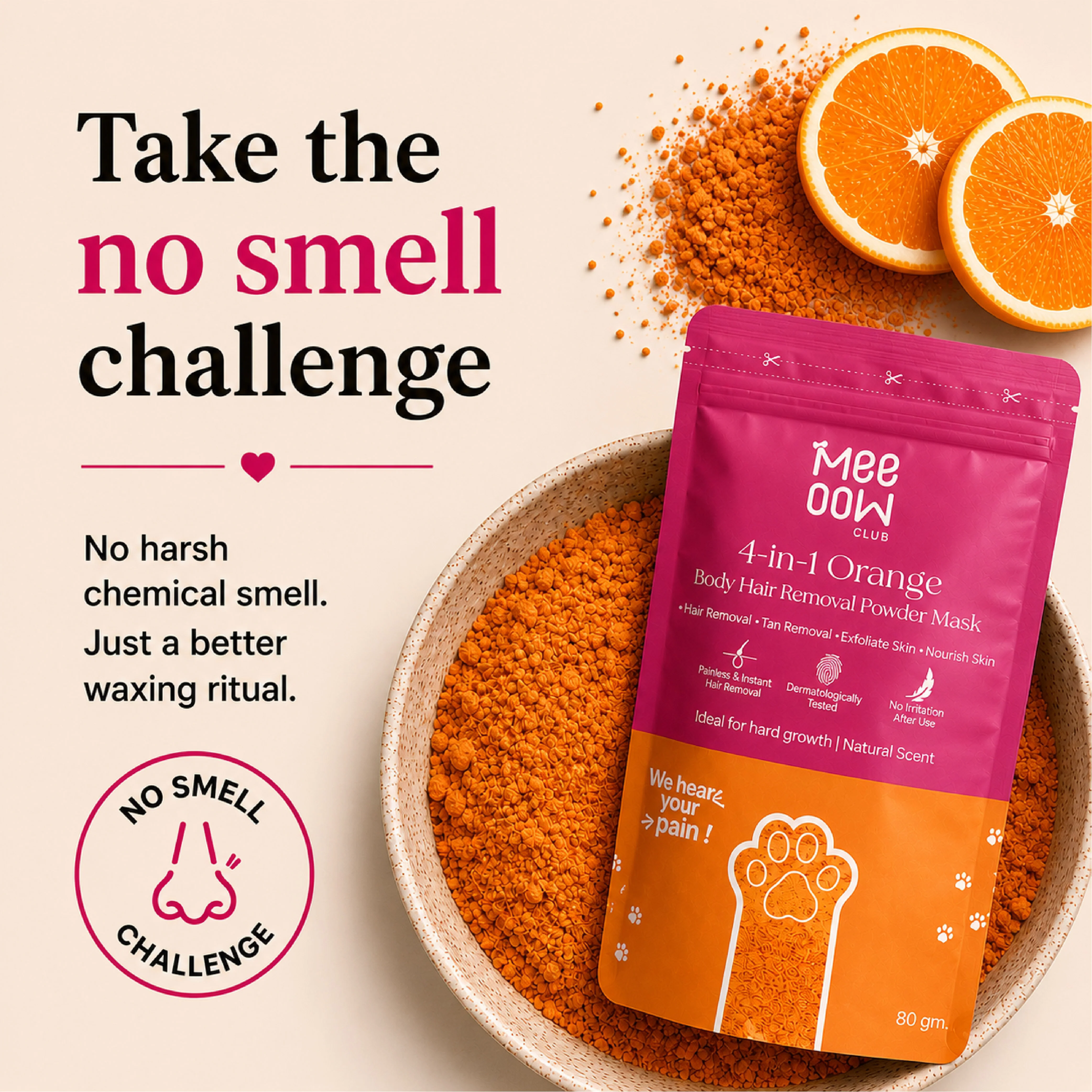 4-in-1 Orange Body Hair Removal Wax Powder Mask - Image 7