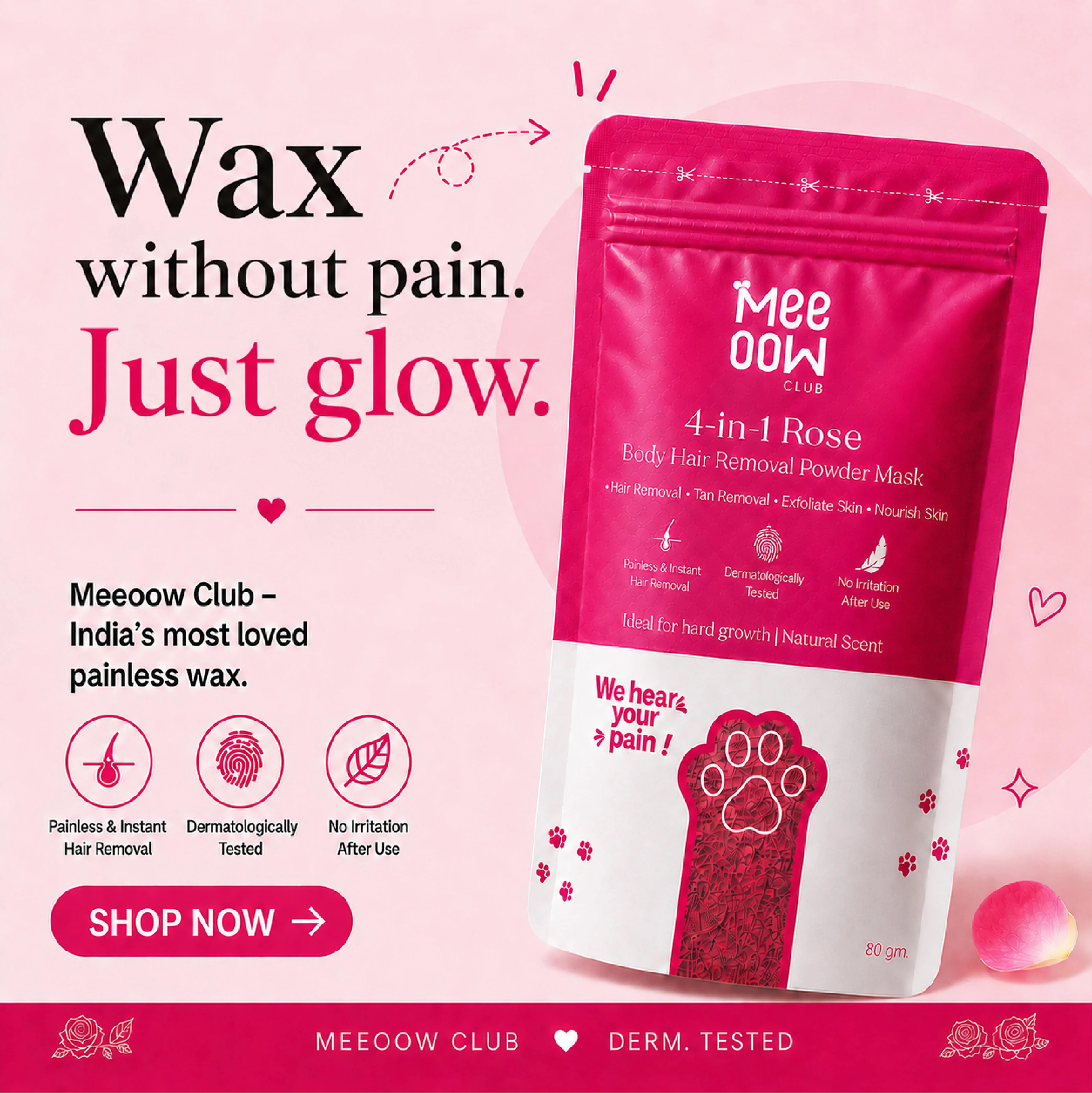 4-in-1 Rose Body Hair Removal Wax Powder Mask - Image 10