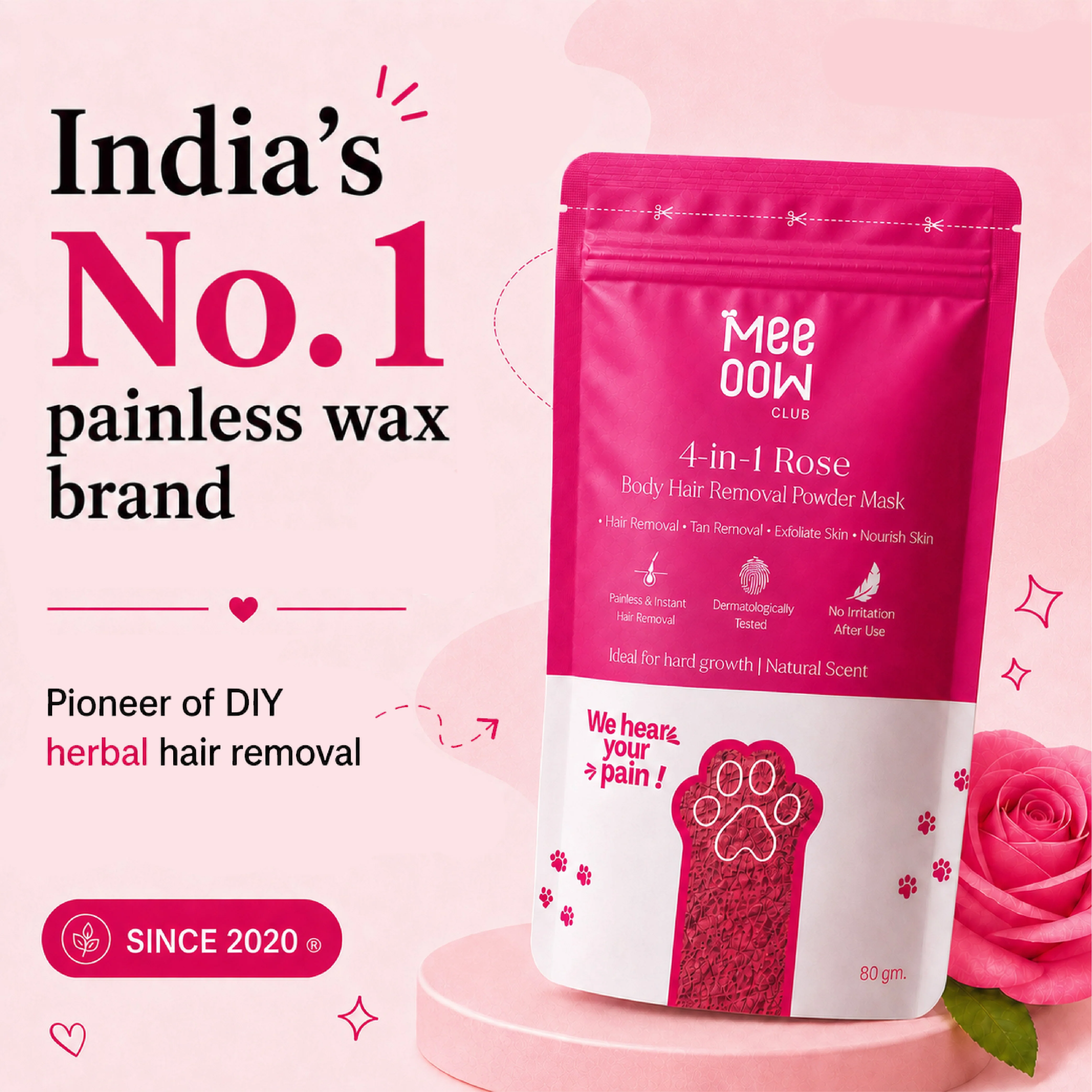 4-in-1 Rose Body Hair Removal Wax Powder Mask - Image 3